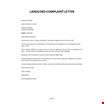 Complaint Letter to Landlord example document template