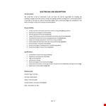Electrician Job Description example document template