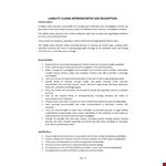 Liability Claims Representative Job Description example document template