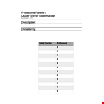Forever Pheasants & Quail Silent Auction Bid Sheet example document template