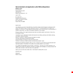 Nurse Assistant Job Application Letter Without Experience example document template 