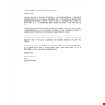 Project Manager Promotion Recommendation Letter example document template