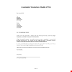 Pharmacy Technician Cover Letter example document template