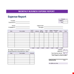 Monthly Business Expense Report example document template