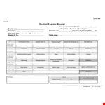 Medical Expense Receipt - Claim Insurance for Liability, Patient Charges example document template 