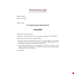 Demand Letter Template for Legal Matters - Send a Final Demand to Debtor example document template
