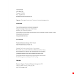 Sample Restaurant Marketing Resume example document template