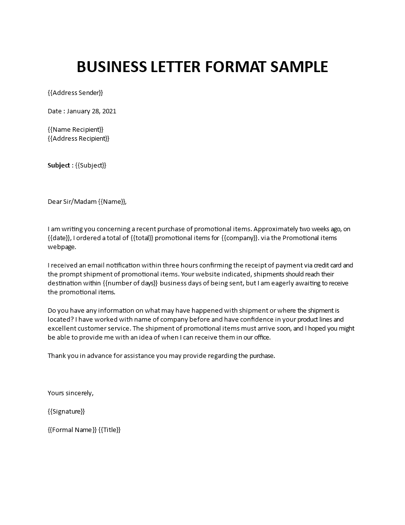 Business Letter Format Sample