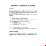 Job Description Editor example document template 