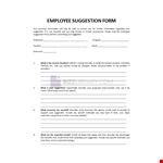 Employee Suggestion Form example document template