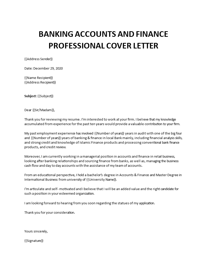accounting and finance cover letter 