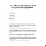 PPC Campaign Manager cover letter example document template