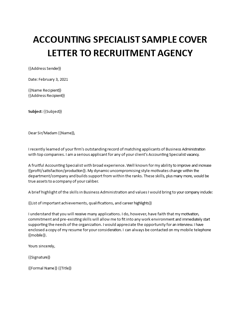 accounting cover letter experienced