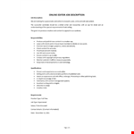 Online Editor Job Description example document template
