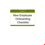 New Hire Onboarding Checklist Template example document template