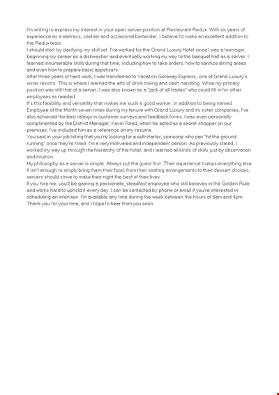 Sample Cover Letter