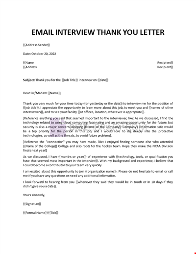 Email Interview Thank You Letter