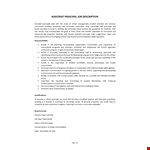 Assistant Principal Job Description example document template