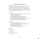 Digital Marketer Job Description example document template