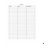 Email List Template - Efficiently Organize Email and Phone Contacts example document template