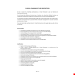 Clinical Pharmacist Job Description example document template