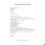 Business Visa Application Letter example document template