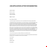 Application Letter Marketing example document template