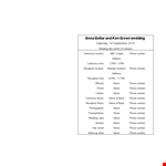 Simple Wedding Day Scheduel Free example document template 