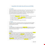 Acquisition Information Security Assessment Policy example document template