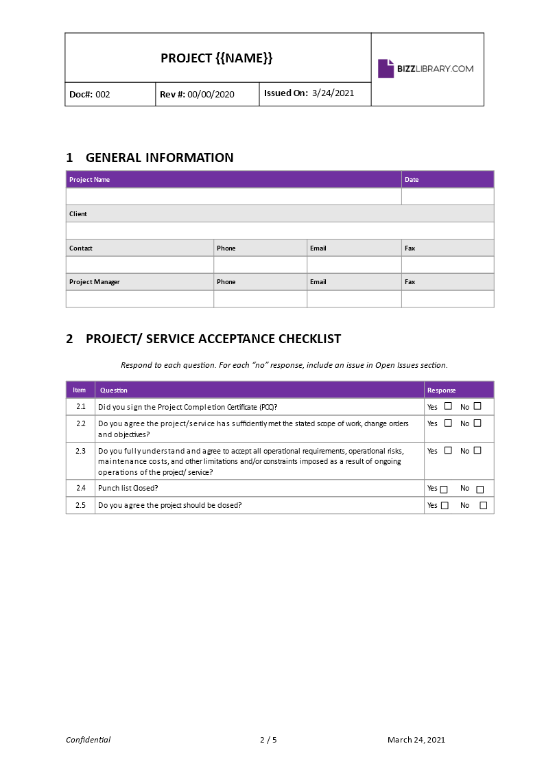 project closeout report template