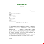 Claim Letters for Insurance Purposes example document template 