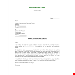 Claim Letters for Insurance Purposes example document template