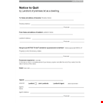 Effective Notice to Quit for Tenants and Landlords example document template