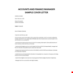Sample Cover Letter for Finance and Administration Manager example document template