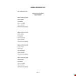 Sample Reference List  example document template