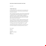 Human Resource Assistant Recommendation Letter example document template