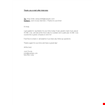 Thank You Email After Interview Template | Interview Thanks | Great example document template