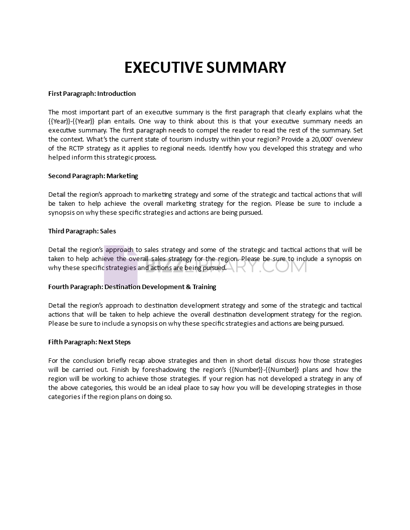 executive summary paragraph template