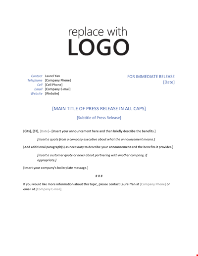 Create a Buzz: Company Announcement Press Release Template | Insert Phone