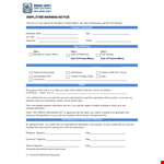 Standard Employee Warning Notice - Effective Employee Management example document template