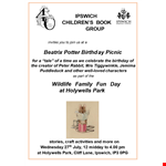 Picnic Flyer Template for Birthday and Children's Parties, Ipswich Holywells Park example document template 