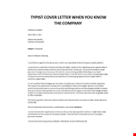 Typist cover letter example document template