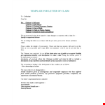 Claim Letter | Sample Template | Step-by-Step Guide | Claimant Details example document template