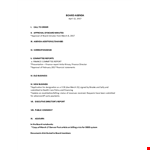 Sample Board Agenda Format - Approval, Finance Report | March Board Meeting example document template