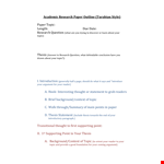 Spring Research Paper Outline: Thesis, Main Points, and Supporting Topics example document template 