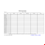 Weekly Class Schedule example document template