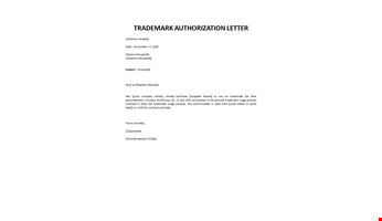 Trademark Authorization Letter