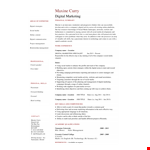 Digital Marketing Sales Resume - Company | Media | Social | Day job | Digital example document template