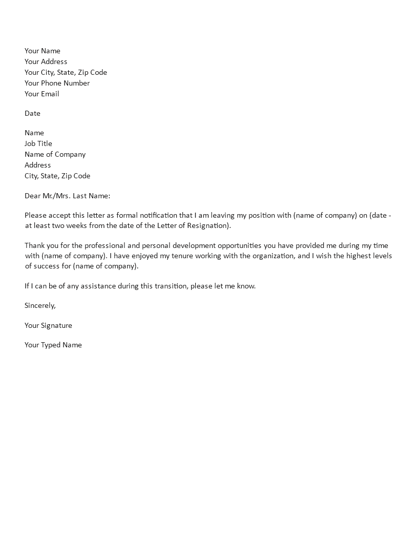 formal resignation letter tips and template sample