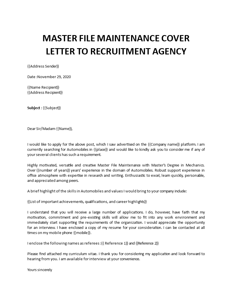 how to write a cover letter for maintenance job